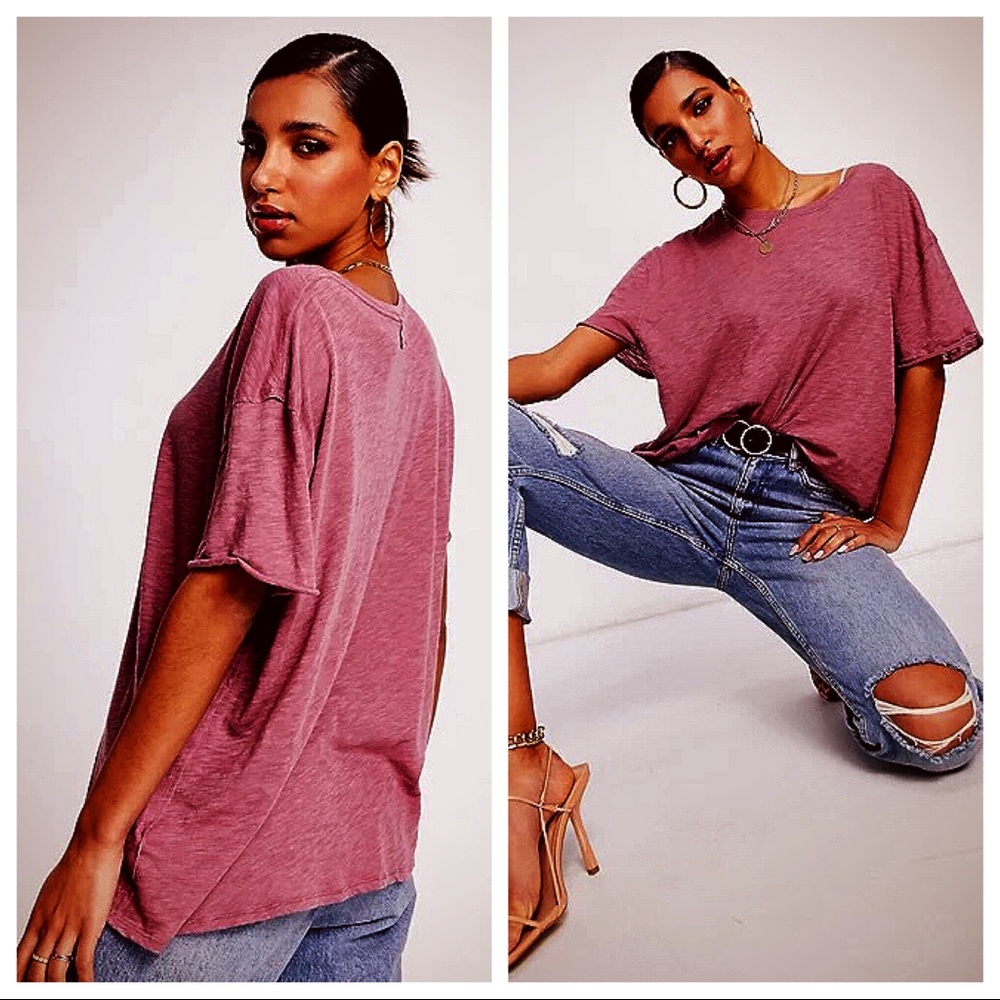FREE PEOPLE BOHO TEE FLOWY T-SHIRT TUNIC TOP A2C - Picture 8 of 15